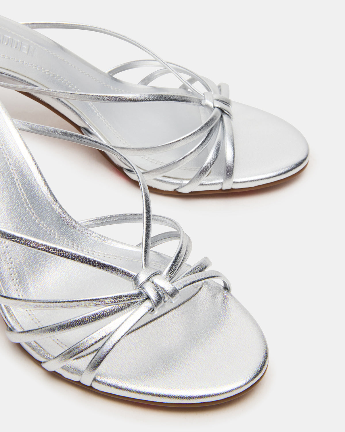 EDNA Silver Leather Strappy Mule Women's Heel