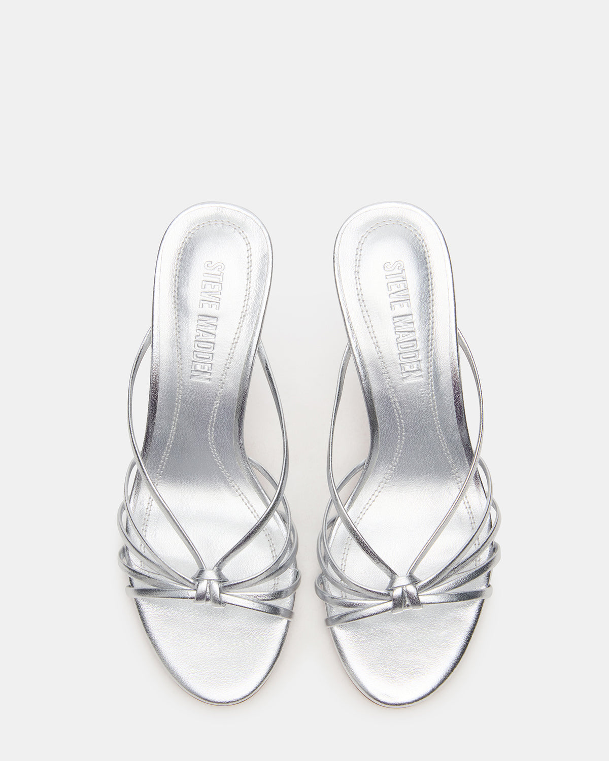 EDNA Silver Leather Strappy Mule Women's Heel
