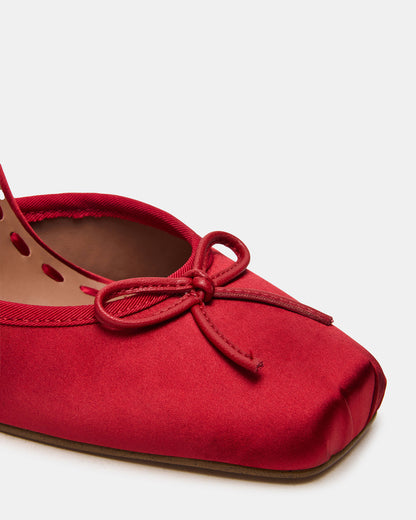 LARINA Red Satin Square-Toe Stiletto Pump Lace-Up Women's Heel