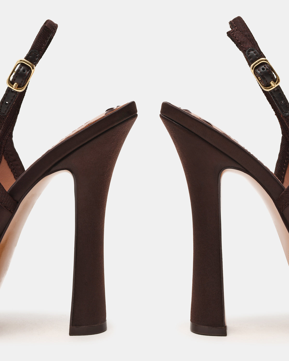 SOFIE Brown Satin Bow Slingback Platform Women's Heel