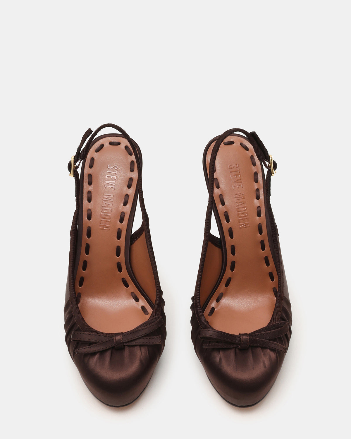 SOFIE Brown Satin Bow Slingback Platform Women's Heel