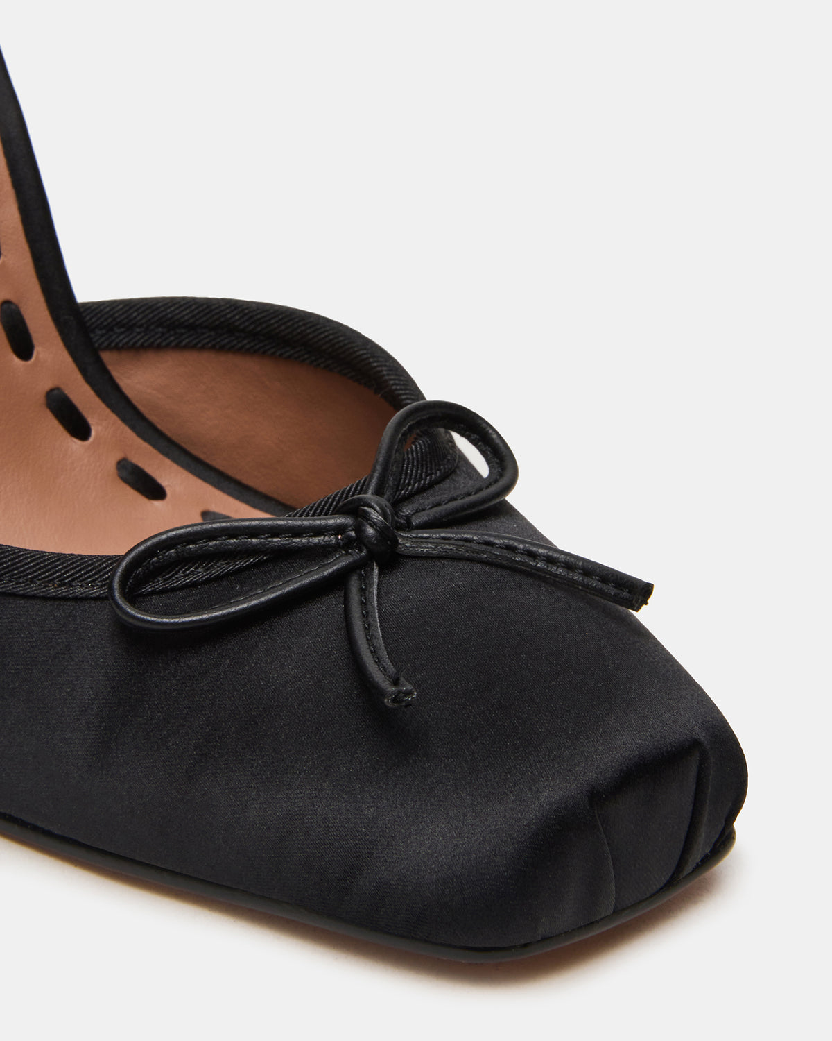 LARINA Black Satin Square-Toe Stiletto Pump Lace-Up Women's Heel