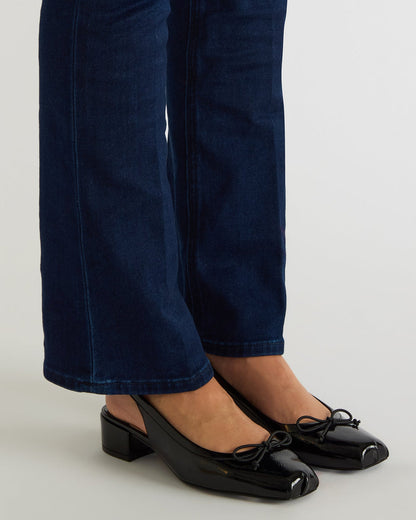 LOVED Black Crinkle Patent Square-Toe Slingback Ballet Women's Heel