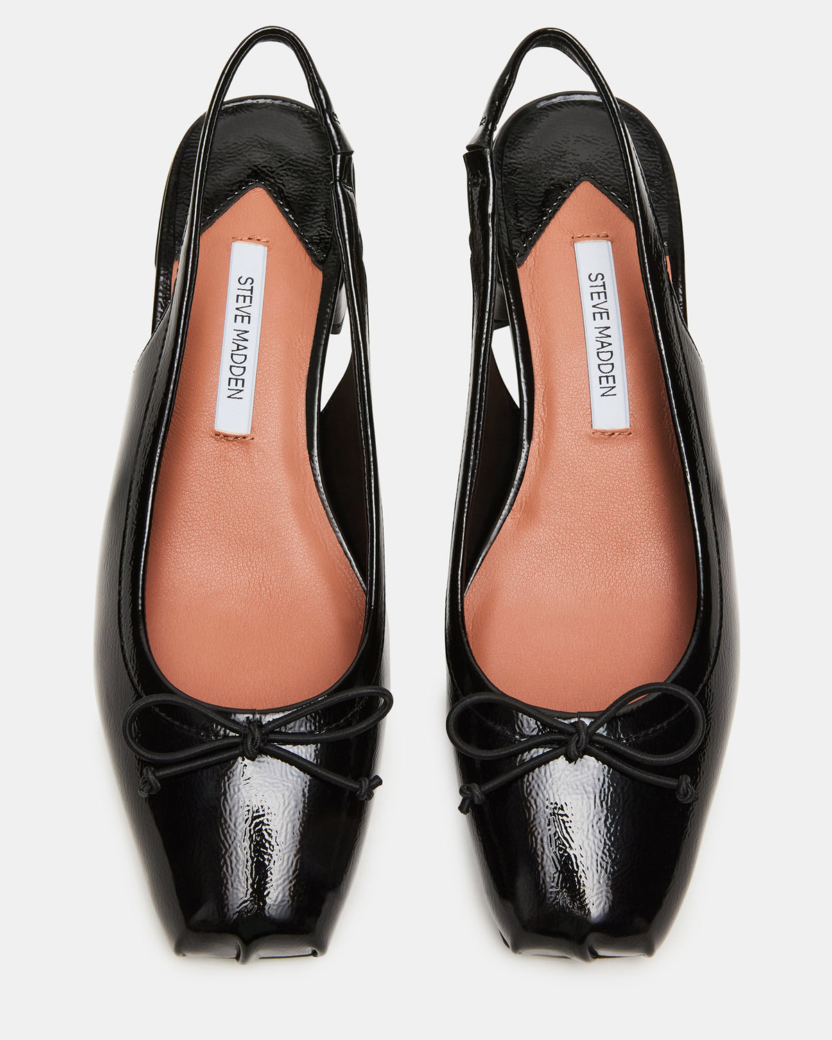 LOVED Black Crinkle Patent Square-Toe Slingback Ballet Women's Heel