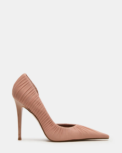 ELEGANT Mocha Ruched Pointed-Toe Stiletto Pump Women's Heel