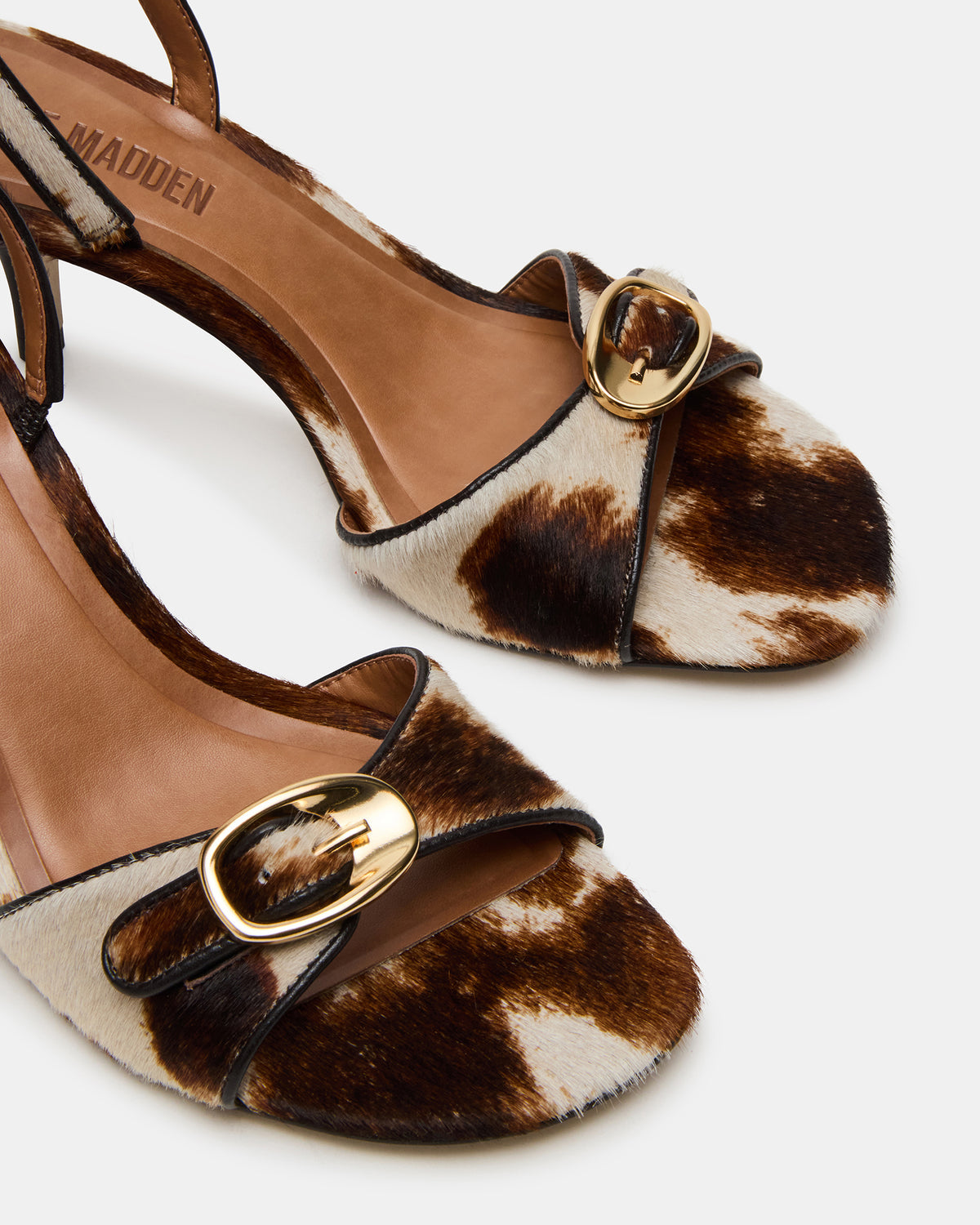 HENRIETTA Brown Cow Print Slingback Square-Toe Women's Heel