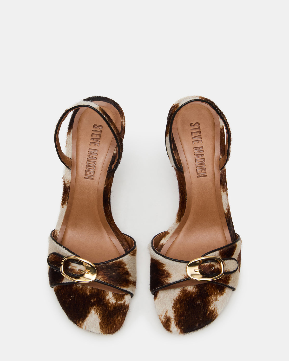HENRIETTA Brown Cow Print Slingback Square-Toe Women's Heel