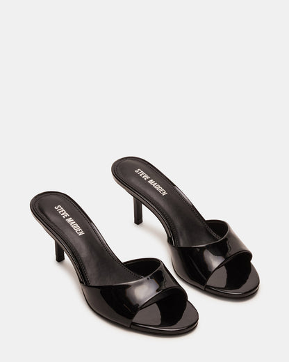 KENDRIX Black Leather Women's Mule Heel