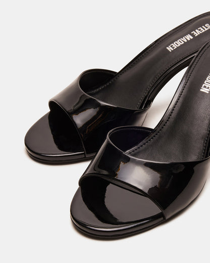 KENDRIX Black Leather Women's Mule Heel