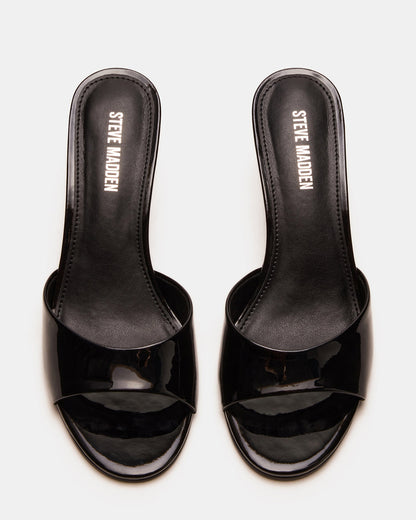 KENDRIX Black Leather Women's Mule Heel