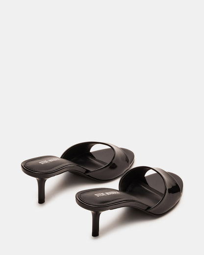 KENDRIX Black Leather Women's Mule Heel