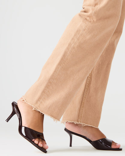 KENDRIX Black Leather Women's Mule Heel