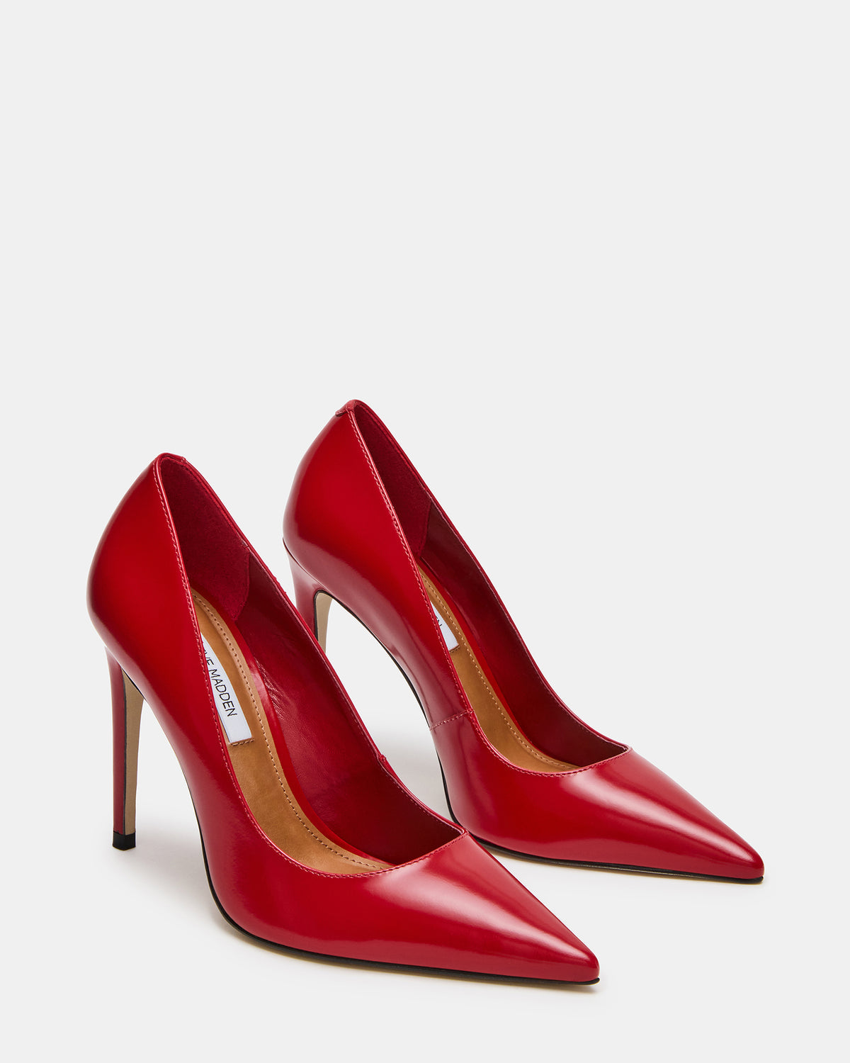 NOIR Red Leather Pointed-Toe Stiletto Pump Women's Heels