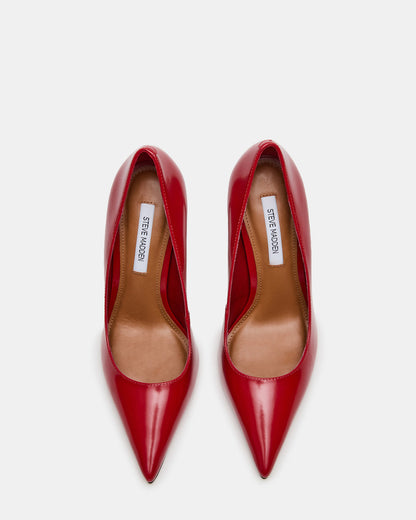 NOIR Red Leather Pointed-Toe Stiletto Pump Women's Heels