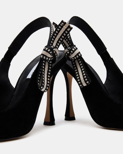 BRI Black Suede Slingback Pump Women's Heel