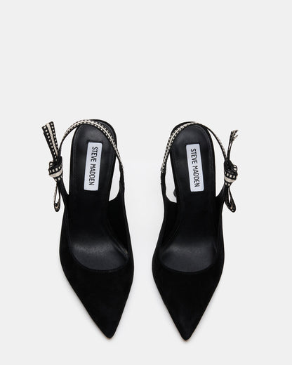 BRI Black Suede Slingback Pump Women's Heel