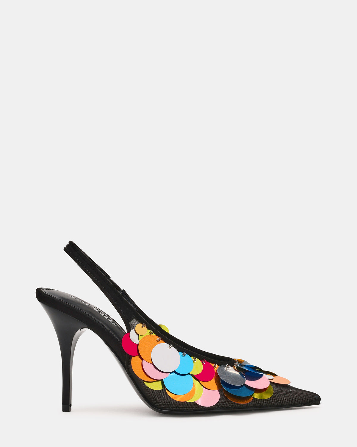 AVID Black Sequin Mesh Slingback Pointed Toe Pump Women's Heel