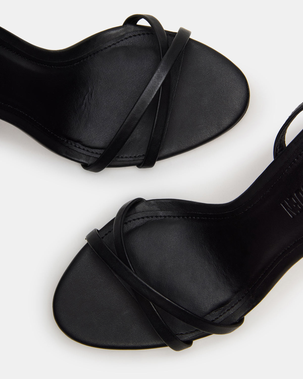 JYPSEY Black Leather Strappy Stiletto Women's Heel