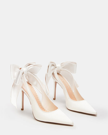 TEACUP Ivory Satin Women's Pointed-Toe Slingback Heel
