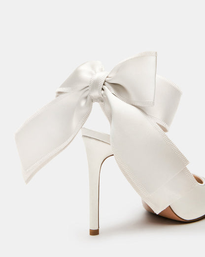 TEACUP Ivory Satin Women's Pointed-Toe Slingback Heel