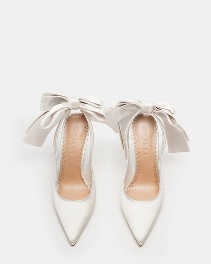 TEACUP Ivory Satin Women's Pointed-Toe Slingback Heel