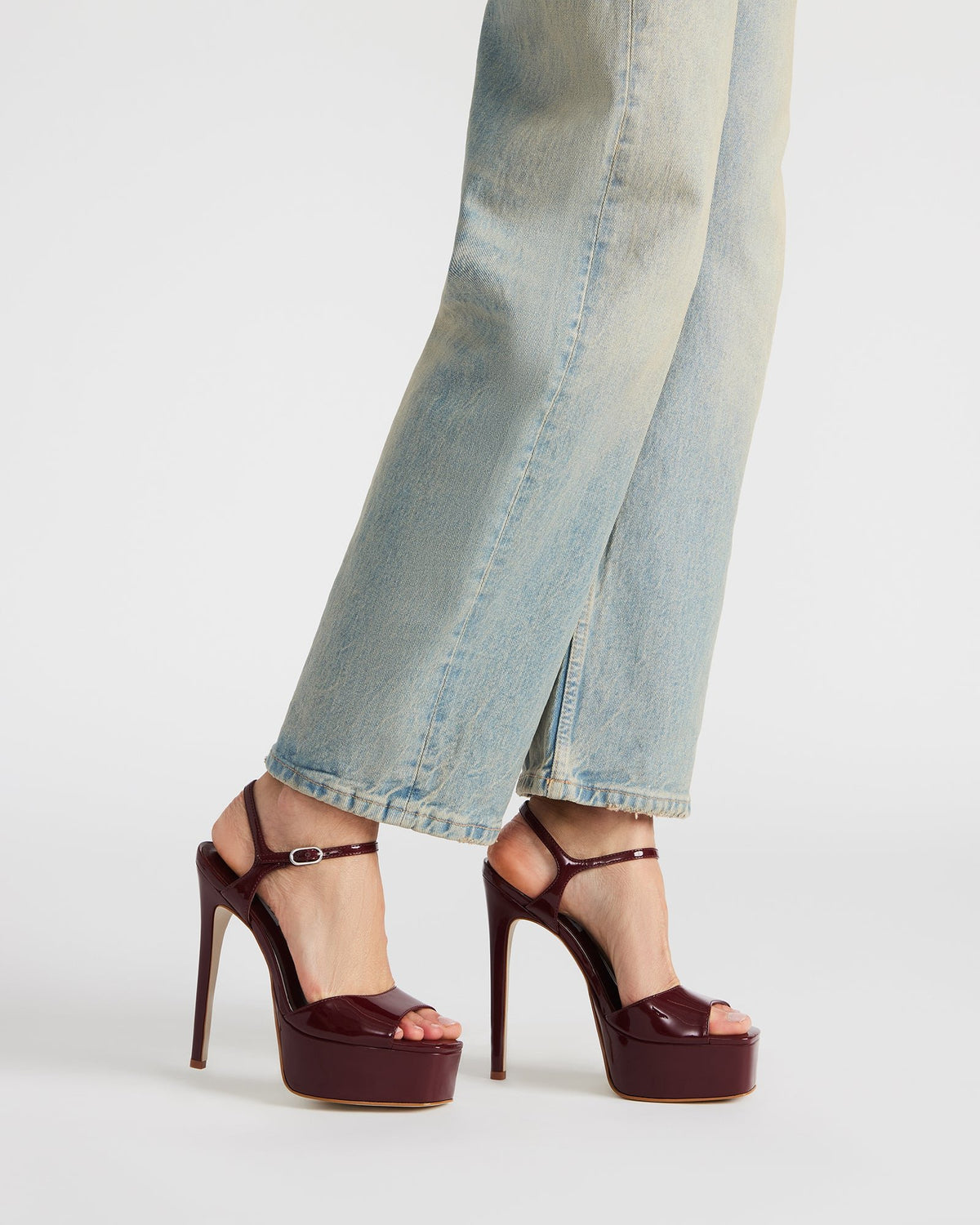 COLOGNE Wine Patent Platform Stiletto Women's Heel