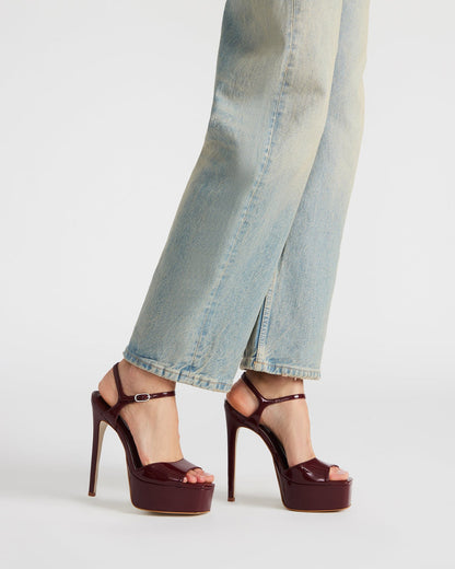 COLOGNE Wine Patent Platform Stiletto Women's Heel