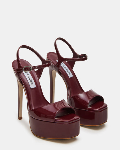 COLOGNE Wine Patent Platform Stiletto Women's Heel