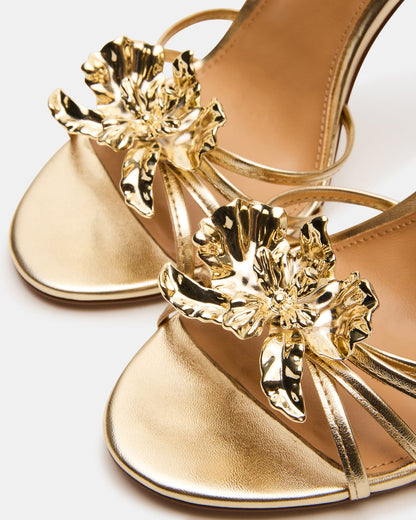 SWIRL Gold Strappy Stiletto Flower Women's Heel