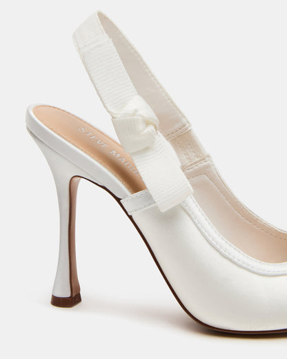 BRI White Satin Slingback Pump Women's Heel