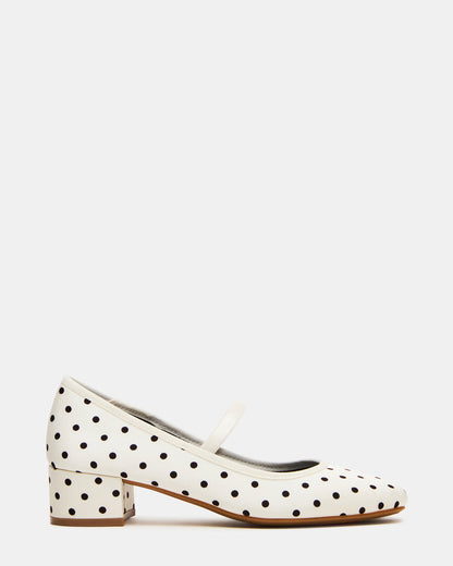 MURAL Polka Dot Mary Jane Block Heel Square-Toe Women's Heel