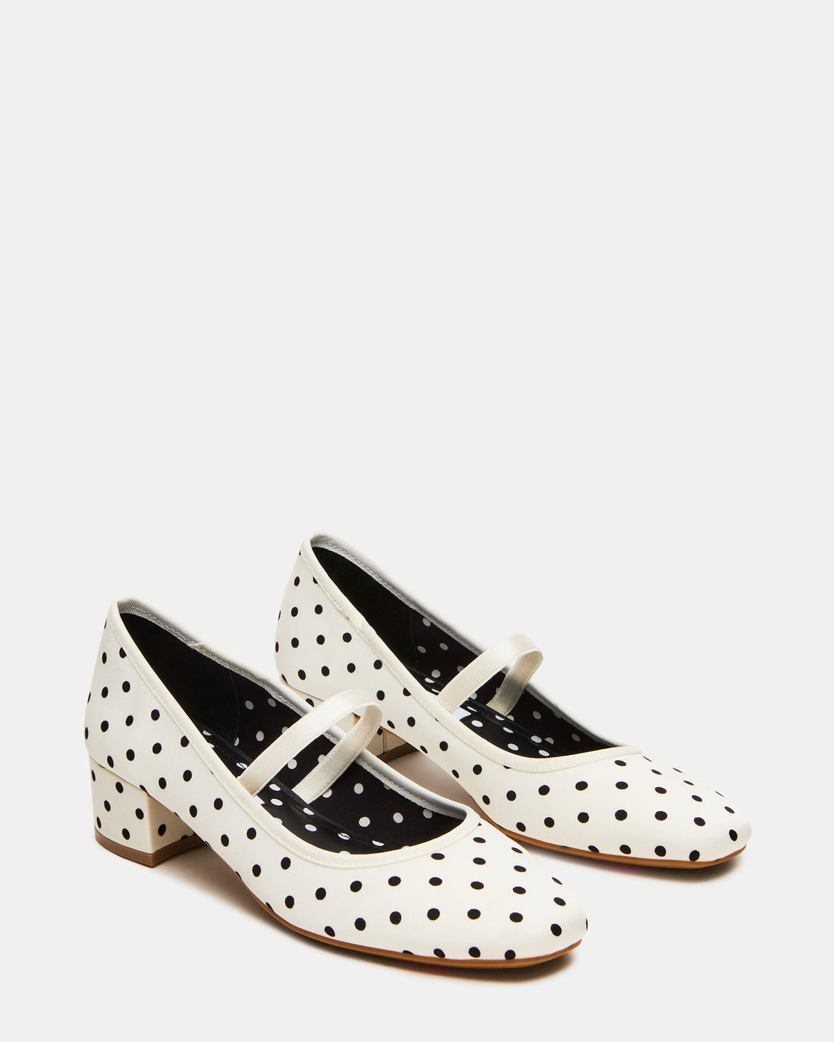 MURAL Polka Dot Mary Jane Block Heel Square-Toe Women's Heel