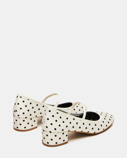 MURAL Polka Dot Mary Jane Block Heel Square-Toe Women's Heel