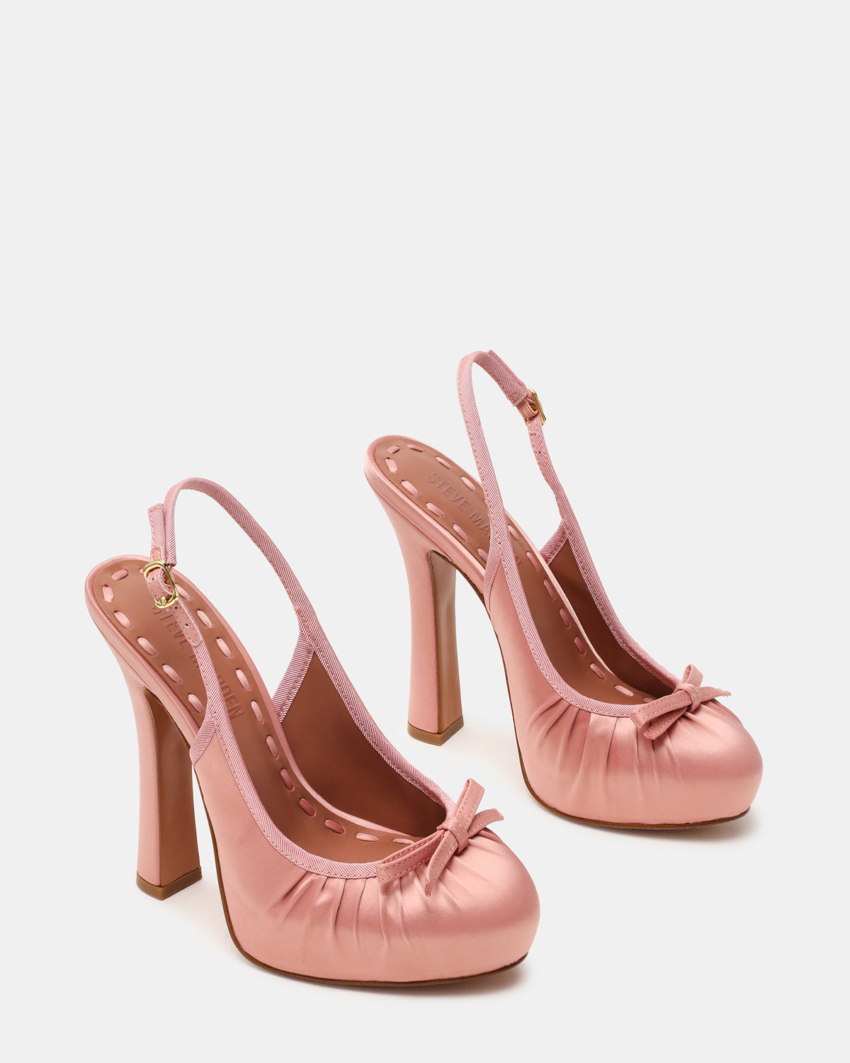 SOFIE Blush Satin Bow Slingback Platform Women's Heel