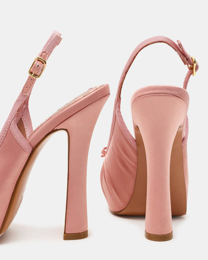 SOFIE Blush Satin Bow Slingback Platform Women's Heel