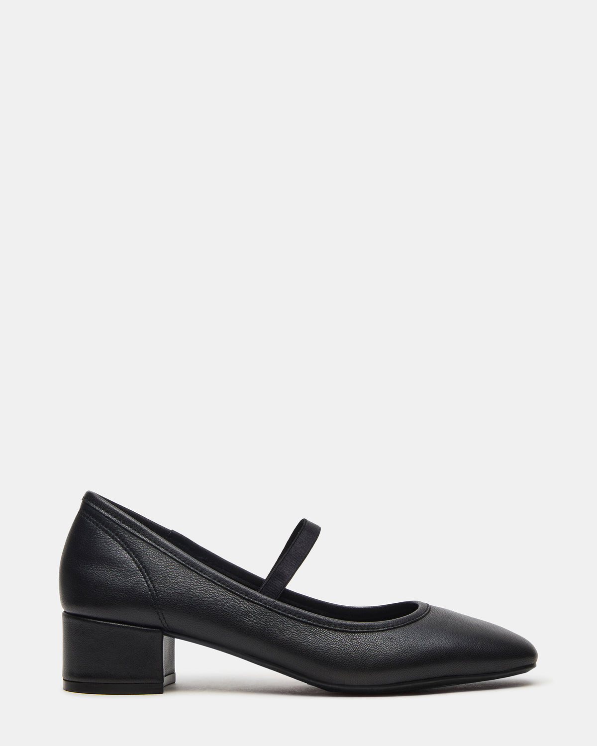 MURAL Black Leather Mary Jane Block Heel Square-Toe Women's Heel