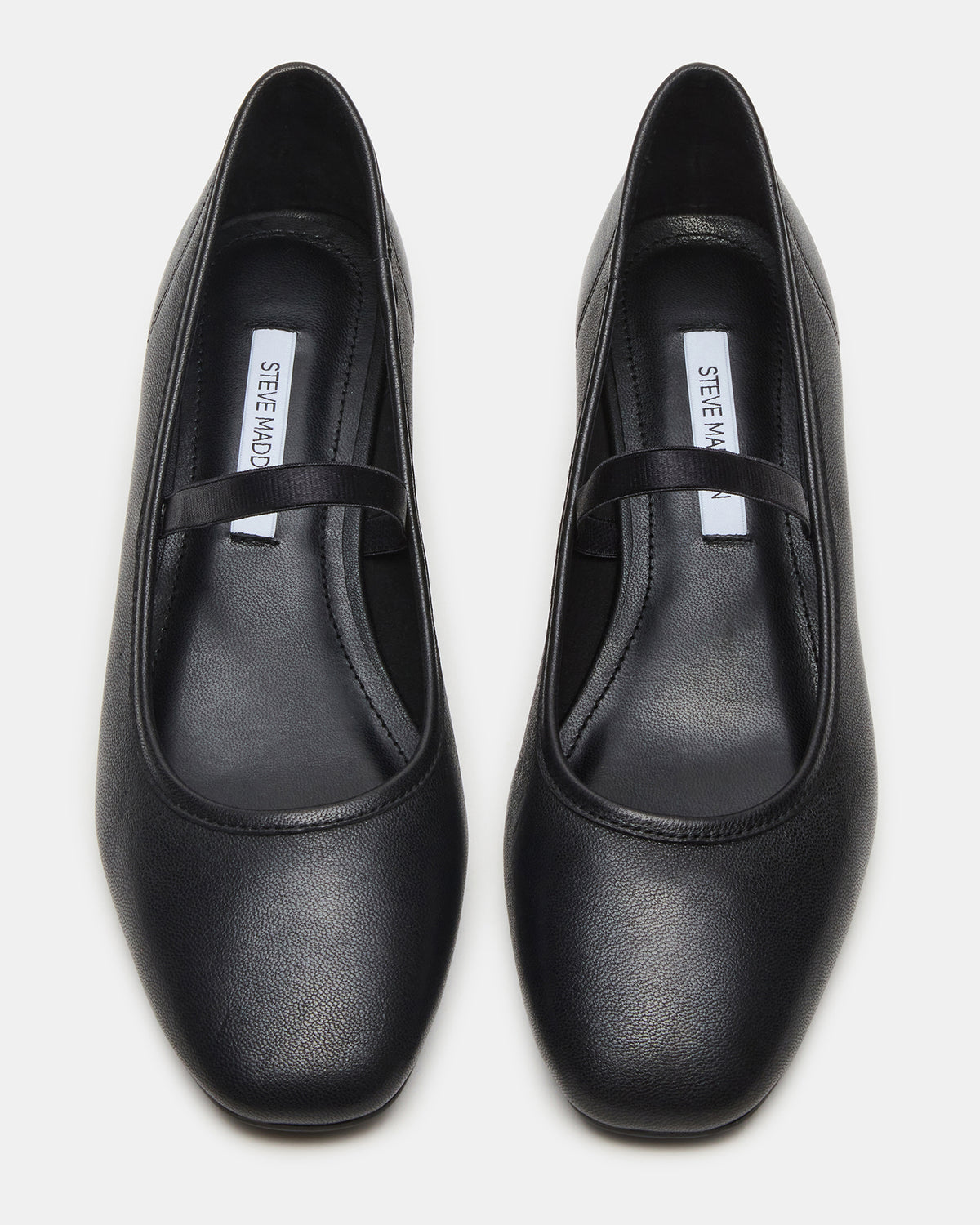 MURAL Black Leather Mary Jane Block Heel Square-Toe Women's Heel