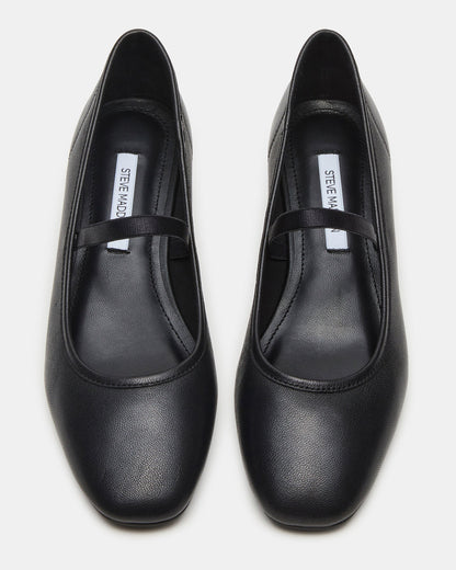 MURAL Black Leather Mary Jane Block Heel Square-Toe Women's Heel