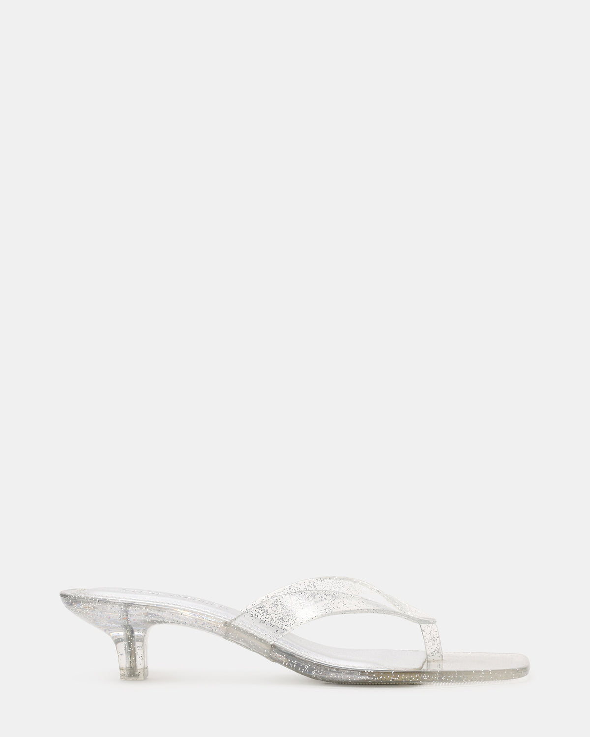 TRACIE Jelly Silver Glitter Thong Strap Women's Kitten Heel