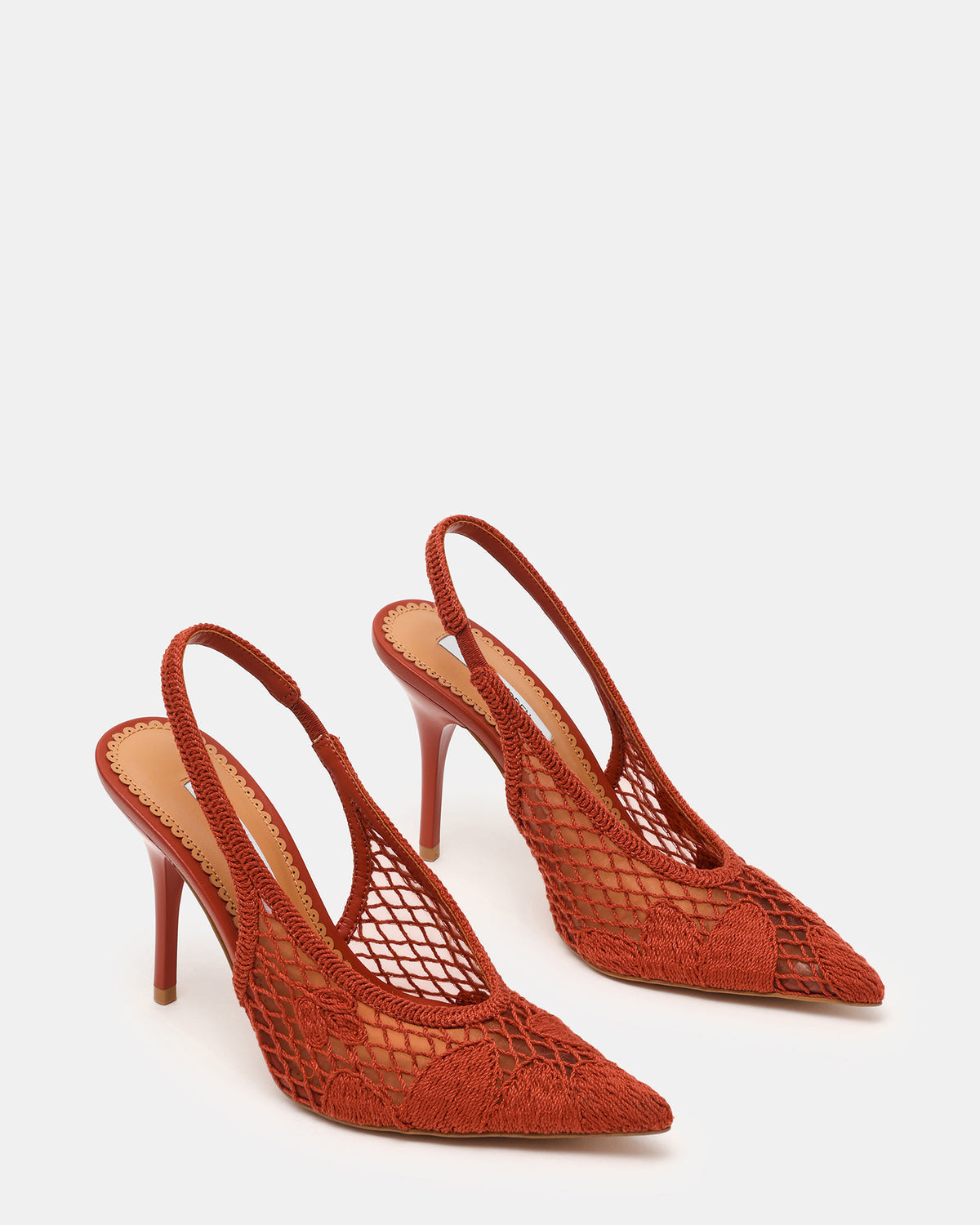 ANDROMEDA Crochet Terracotta Slingback Pointed-Toe Stiletto Pump Women's Heel