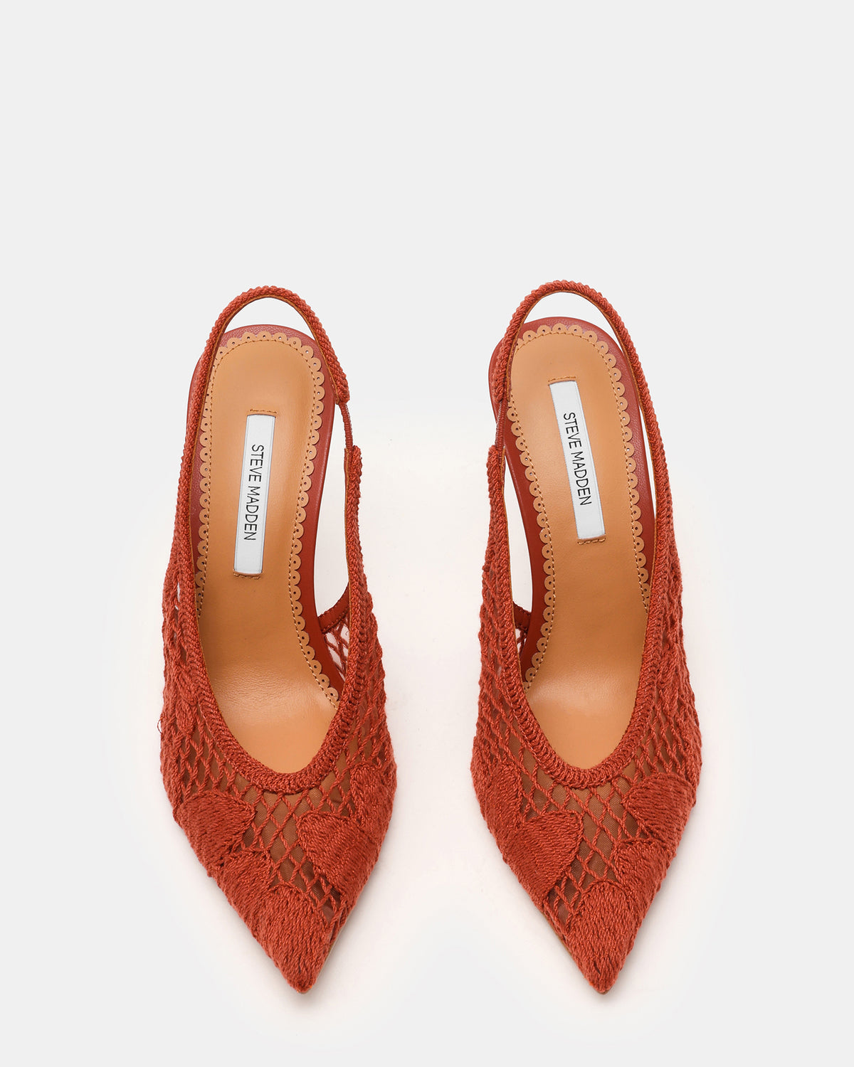 ANDROMEDA Crochet Terracotta Slingback Pointed-Toe Stiletto Pump Women's Heel