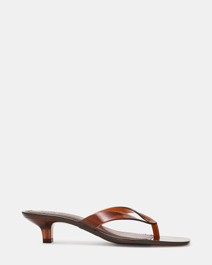 TRACIE Jelly Dark Brown Thong Strap Women's Kitten Heel