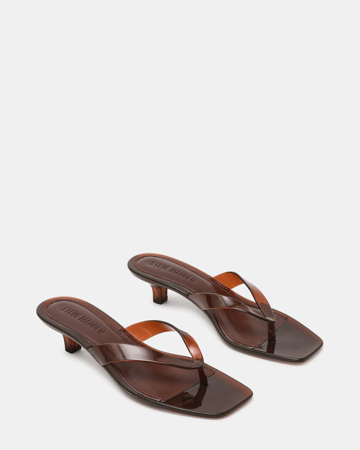 TRACIE Jelly Dark Brown Thong Strap Women's Kitten Heel