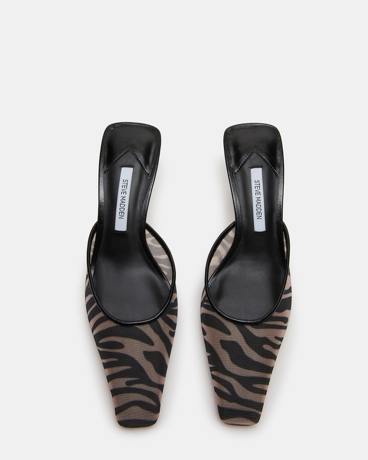 ALYSE Zebra Mesh Square-Toe Mule Women's Kitten Heel
