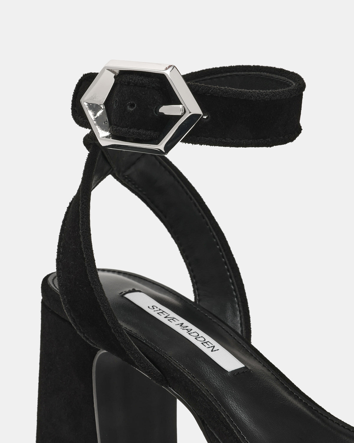 ELIDA Black Suede Ankle Strap Platform Women's Block Heel