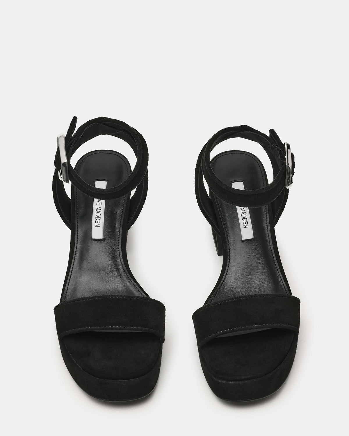 ELIDA Black Suede Ankle Strap Platform Women's Block Heel