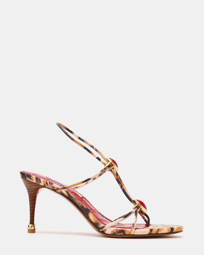 RAMOS-STONE RED/BROWN PRINT Strappy Stiletto Women's Heel