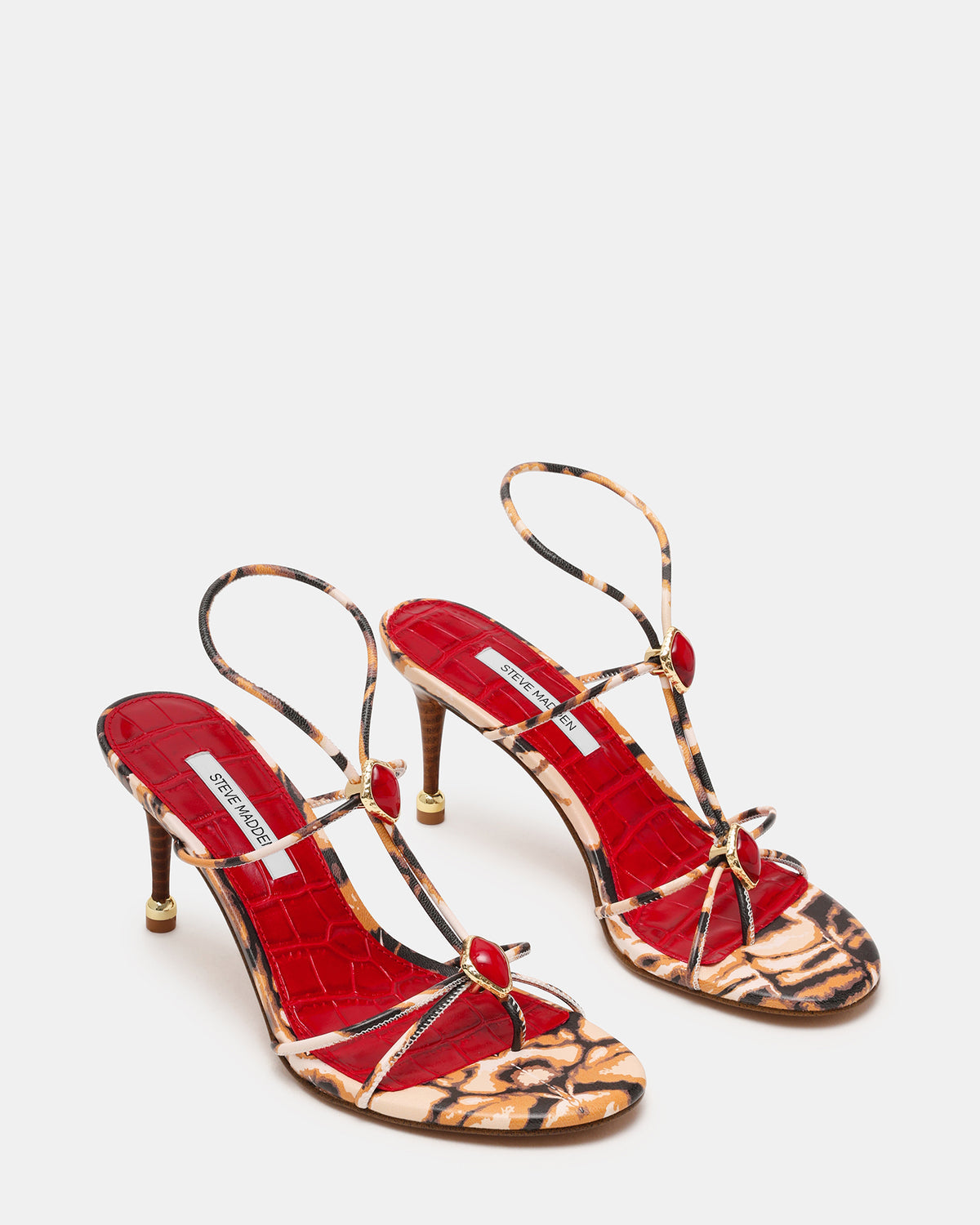 RAMOS-STONE RED/BROWN PRINT Strappy Stiletto Women's Heel