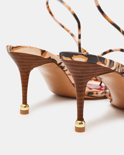 RAMOS-STONE RED/BROWN PRINT Strappy Stiletto Women's Heel