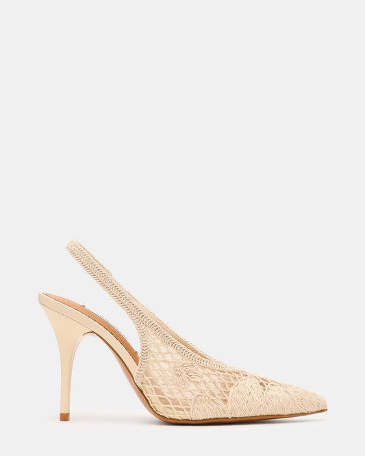 ANDROMEDA Crochet Bone Slingback Pointed-Toe Stiletto Pump Women's Heel